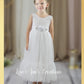 Boho flower girl dress in white tulle and lace