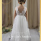 white flower girl dress in lace and tulle