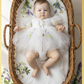 white wildflower floral baby girl dress with built in romper bodysuit. 