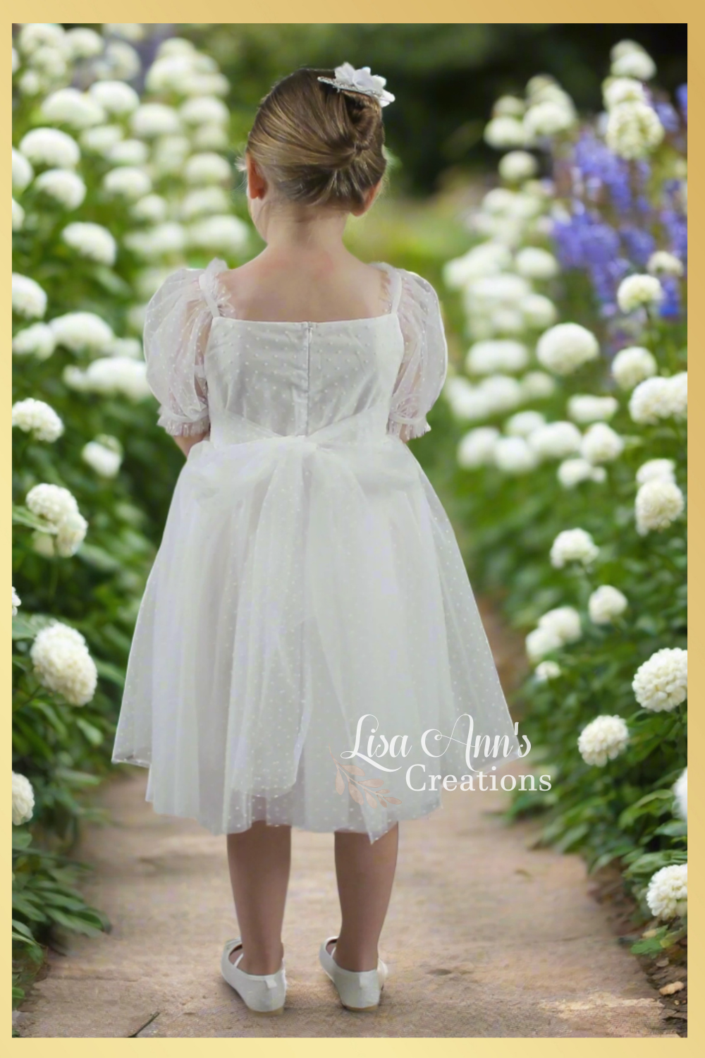 Girls White Birthday Dress in Swiss Dot Lisa Ann's Creations Girls White Birthday Dress in Swiss Dot Lisa Ann's Creations
