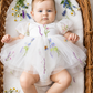 Baby girl floral white embroidered romper dress 