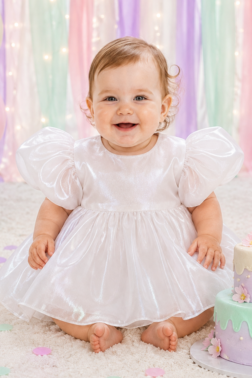 first birthday white baby girl dress