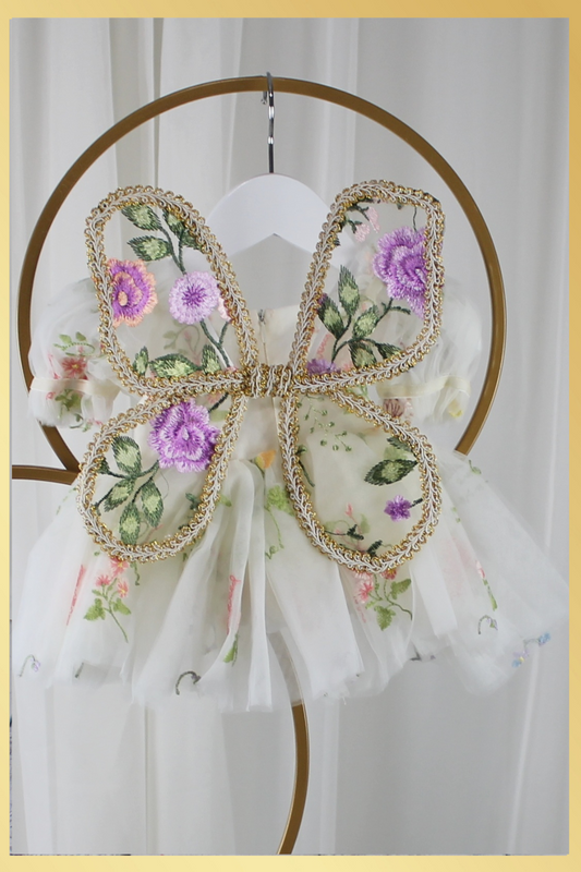 baby and child fairy wings in a lavender floral 