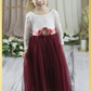 The Tulip - Burgundy Flower Girl Dress - Flower Sash