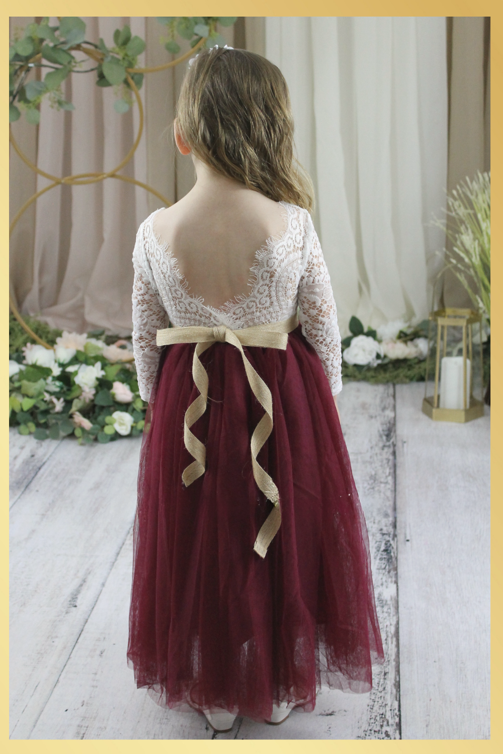 Tulle flower girl dress burgundy