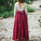 flower girl dress in burgundy tulle and white lace. 