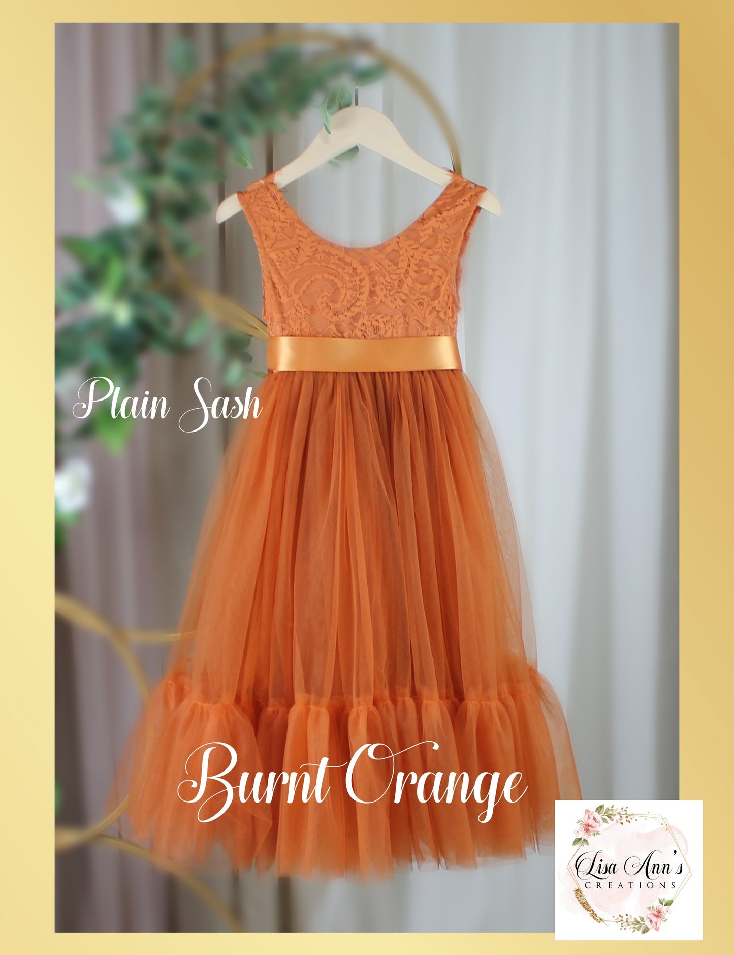 Burnt Orange Flower girl dress mermaid style and sleeveless