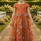 Burnt Orange Floral Flower Girl Dress - Short Sleeve | Fall Secret Garden