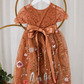 Burnt Orange Floral Flower Girl Dress - Short Sleeve | Fall Secret Garden