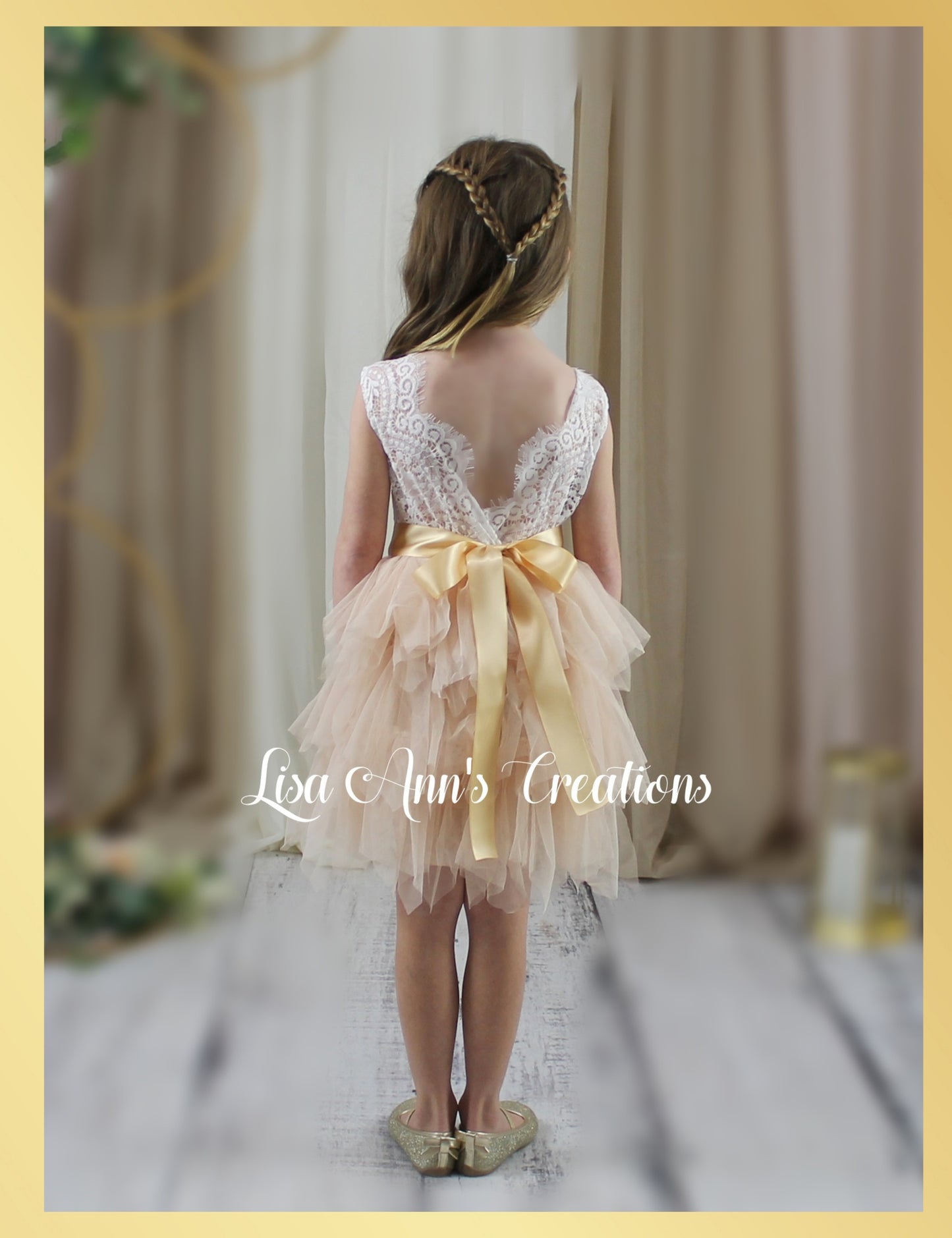 Champagne flower girl dress or Junior Bridesmaid