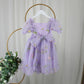 Lavender flower girl dress with floral embroidery wildflowers