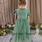 Flower Girl Dress in sage tulle and lace