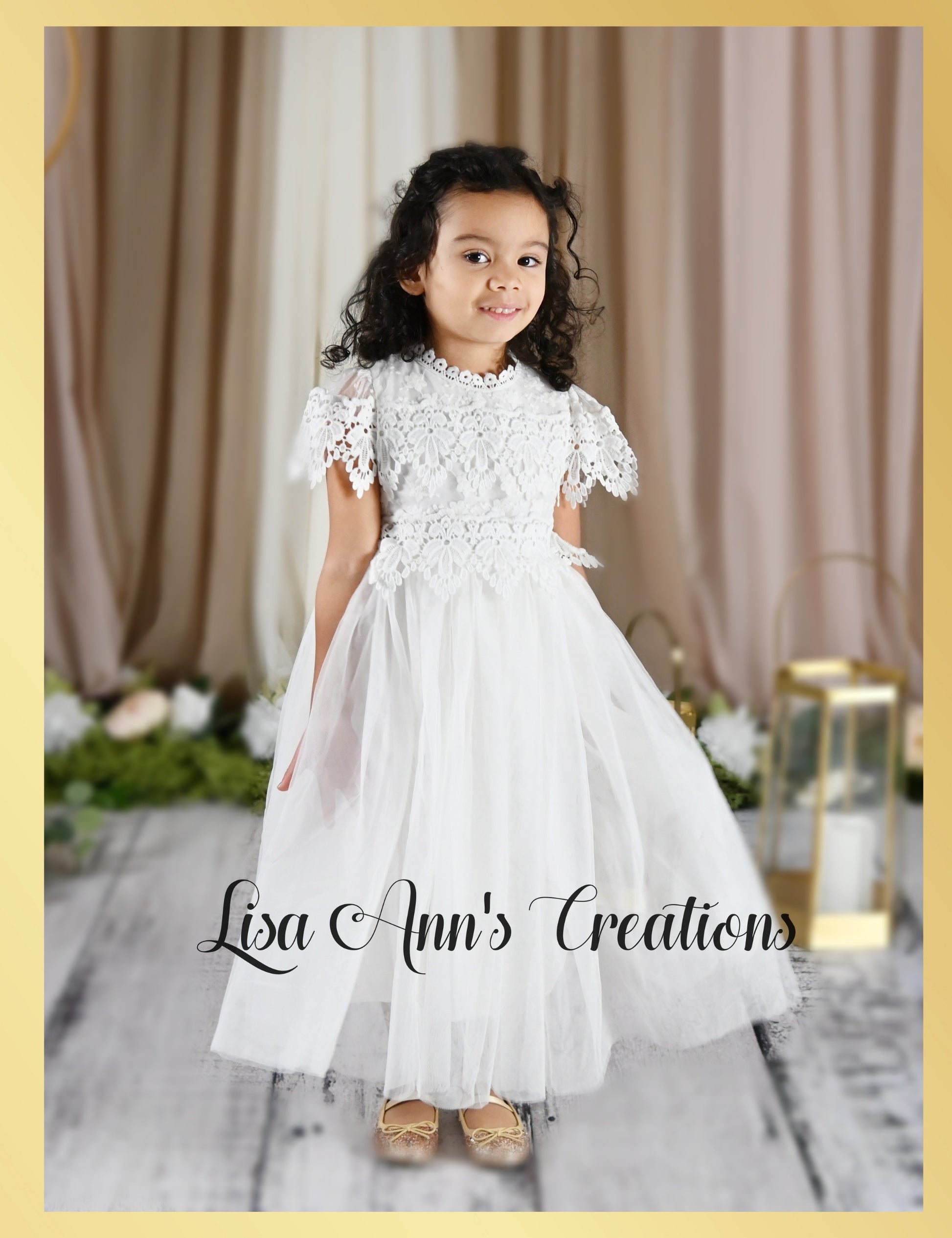 Baptism Dress in White lace and tulle