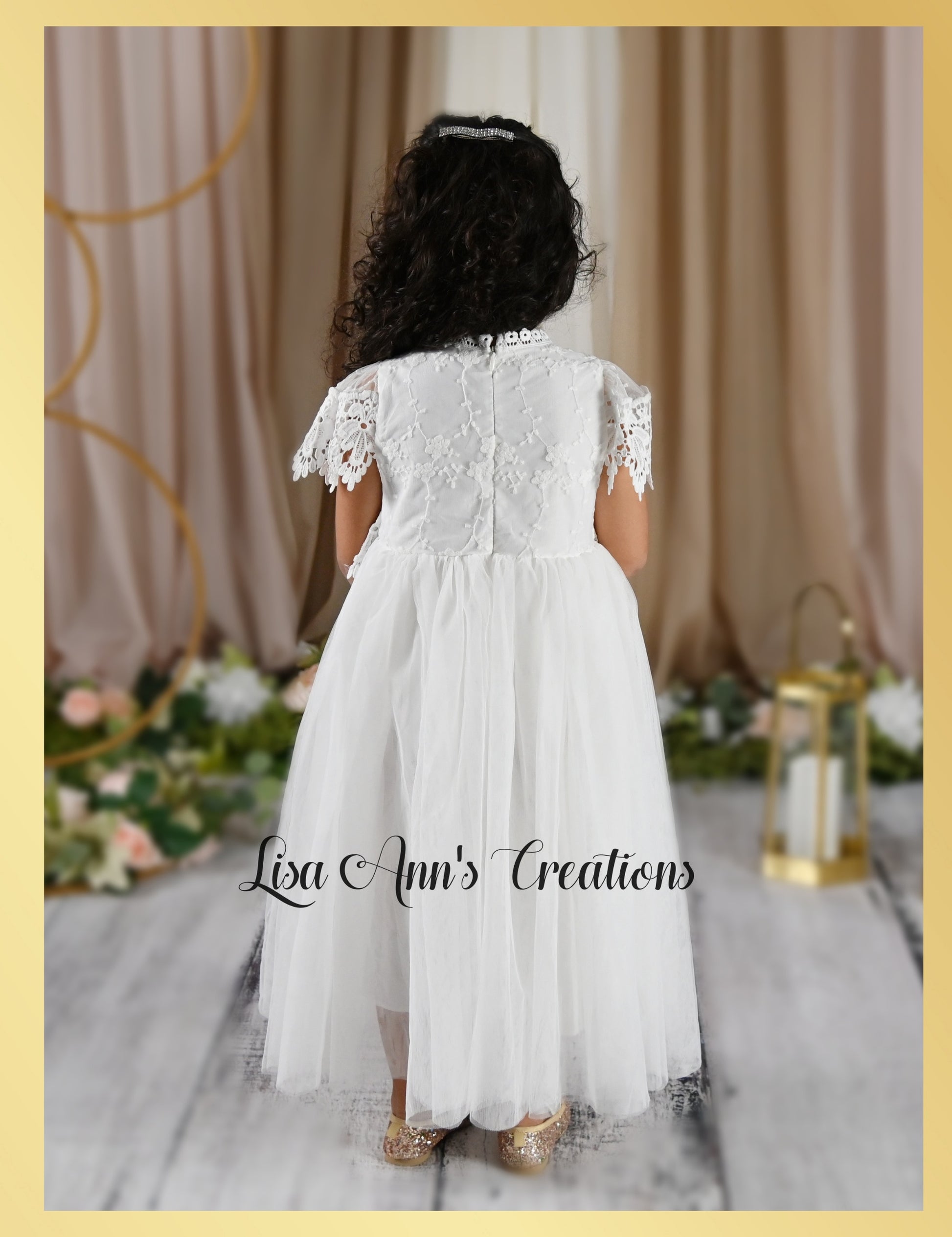 white flower girl dress