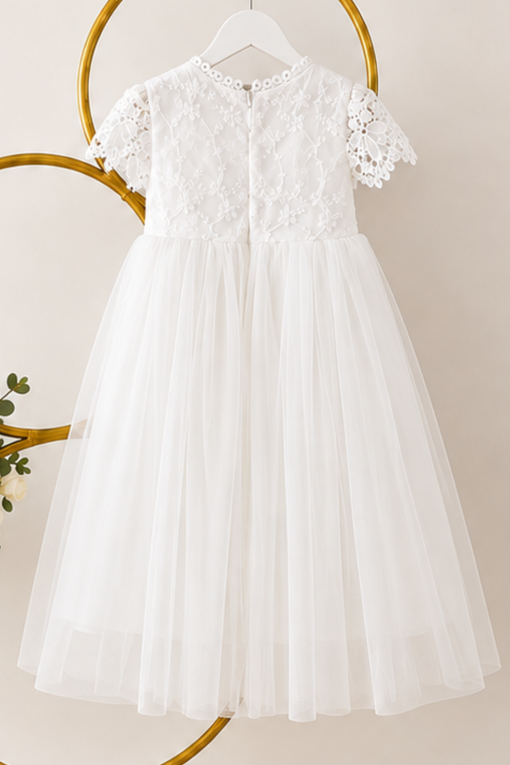 White Short Sleeve Baby Dress - Christening