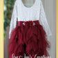 flower girl dress long sleeve knee length in burgundy tulle