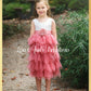 Dusty Rose flower girl dress in tulle and lace sleeveless and knee length