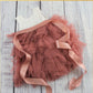 boho flower girl dress in dusty rose tulle sleeveless and knee length