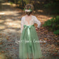 Junior Bridesmaid dress in sage tulle with white lace