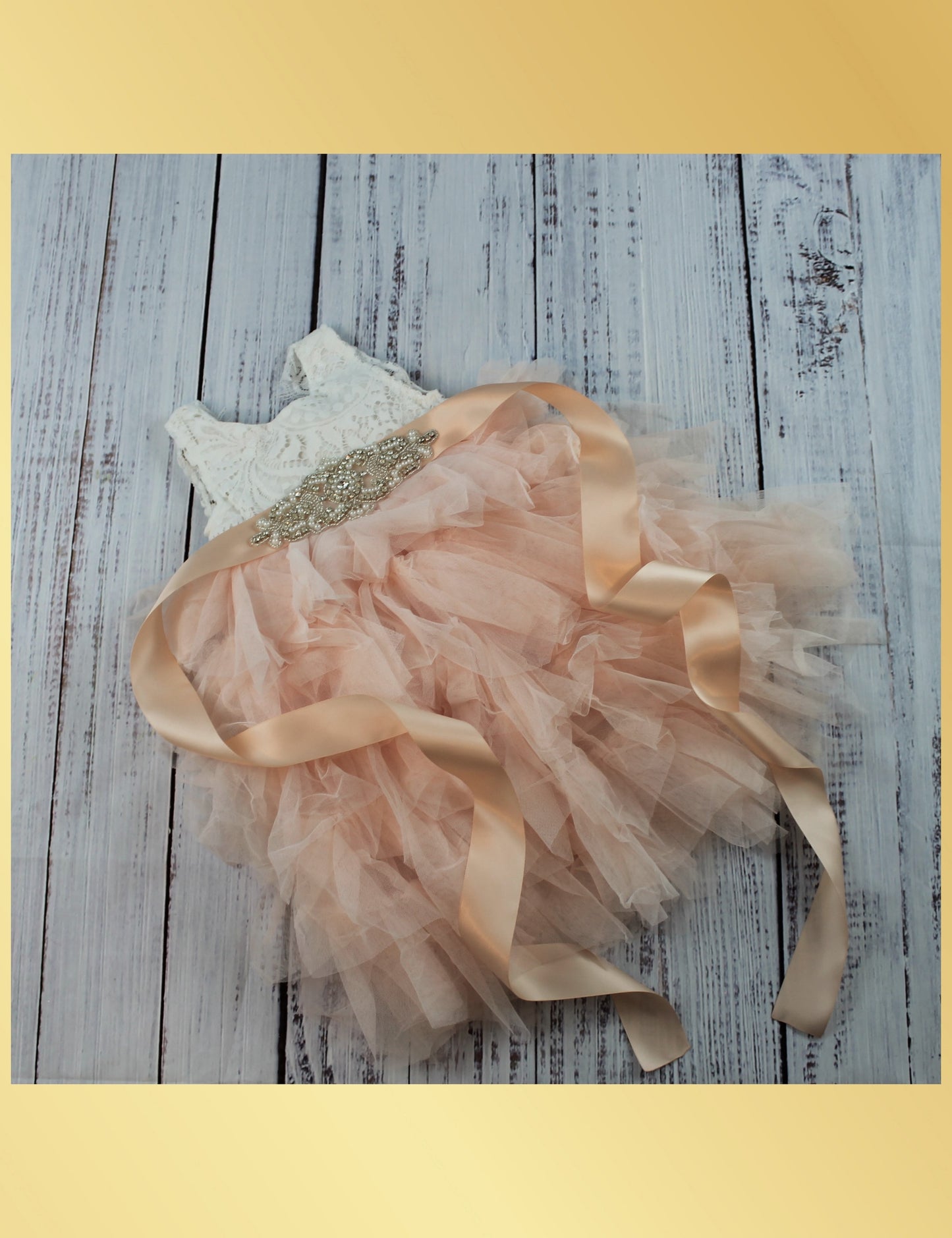 Tutu flower girl dress in light peach sleeveless and knee length