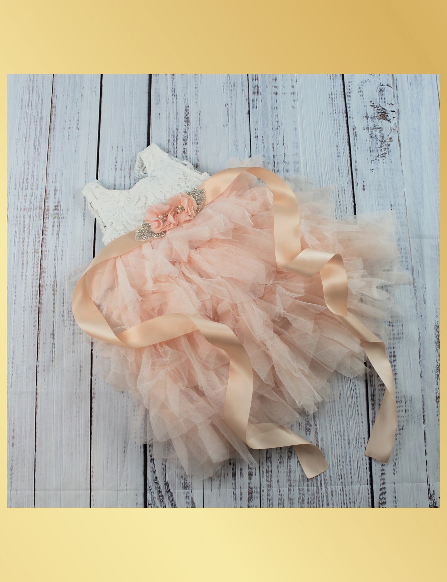Junior bridesmaid light peach flower girl dress sleeveless and knee length