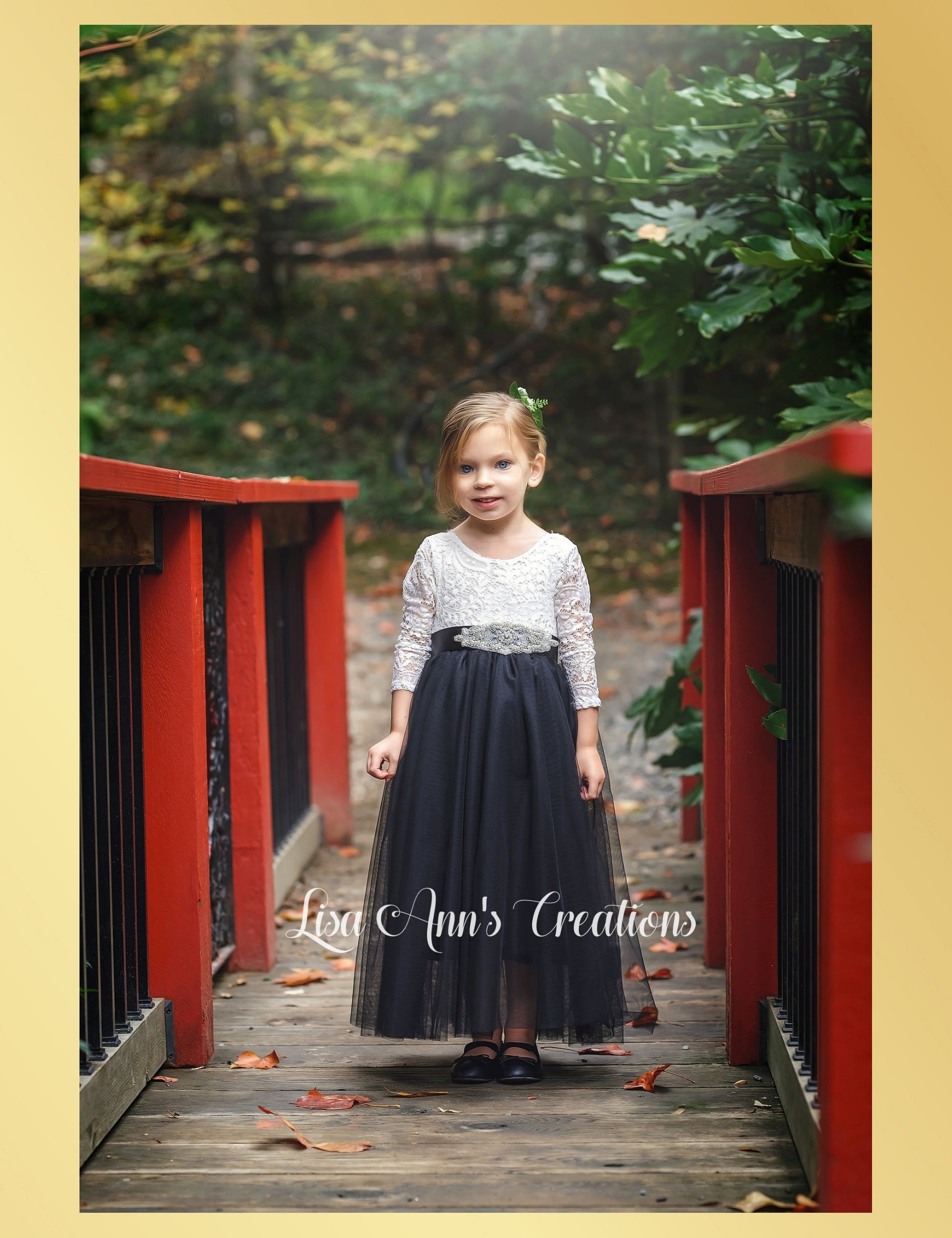 Flower Girl Dress Long Sleeve Black Tulle Junior Bridesmaid Dress 3T/4T / Dress/Flower Jewel Sash Flower Girl Dress Long Sleeve Black Tulle Junior Bridesmaid Dress 3T/4T / Dress/Flower Jewel Sash