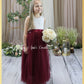 Flower girl dress burgundy tulle sleeveless
