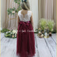 Burgundy flower girl dress with white lace