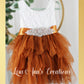 Burnt Orange Flower Girl dress sleeveless white lace and knee length style
