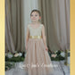 Bohemian flower girl dress sleeveless lace with champagne tulle in full length