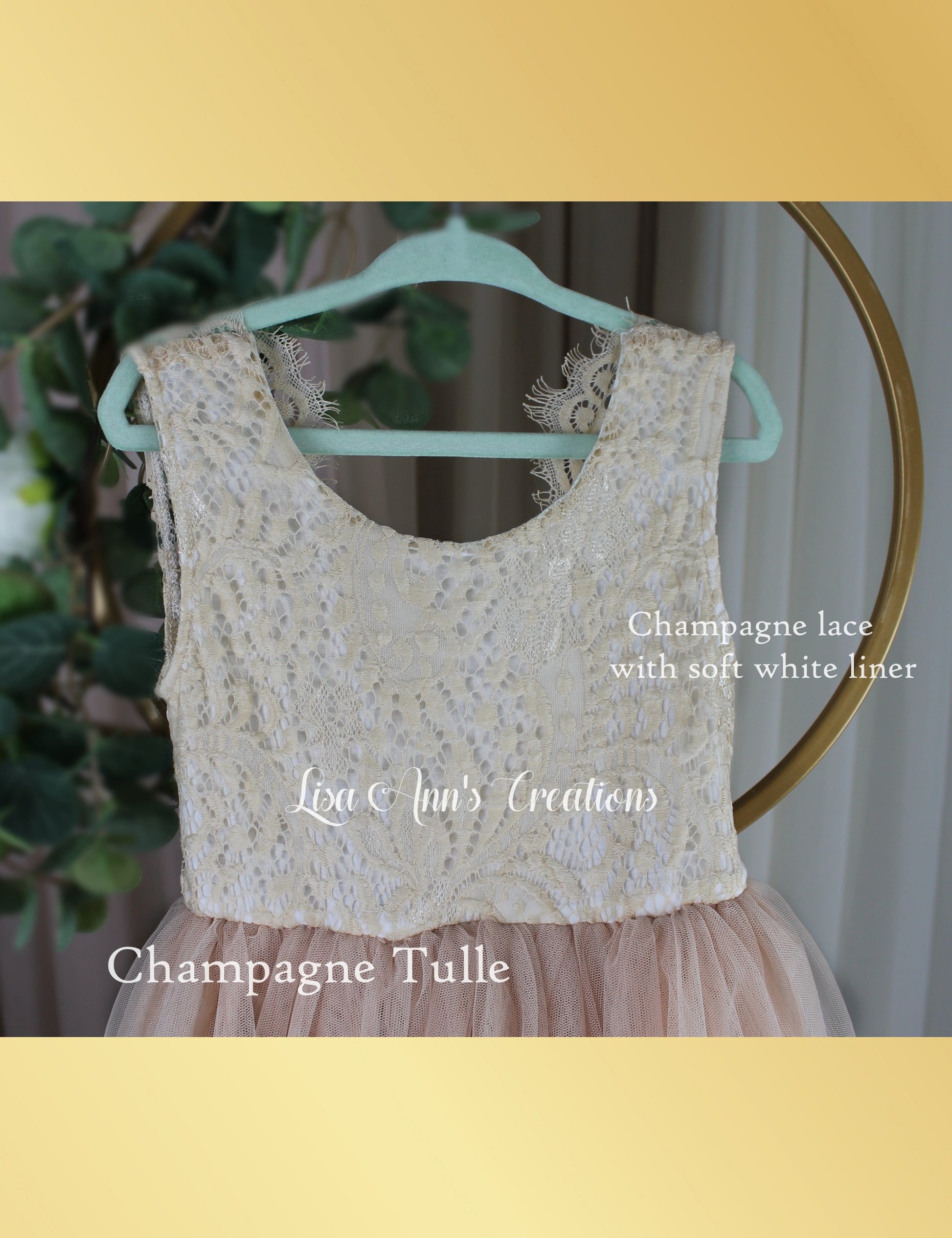 Junior bridesmaid dress boho style in champagne tulle