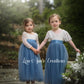 Junior bridesmaid dress dusty blue short sleeve tulle