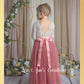 Bohemian flower girl dress dusty rose tulle and white lace
