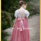 Dusty rose flower girl dress long tulle with white lace bodice