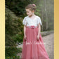 Short sleeve flower girl dress dusty rose tulle white lace bodice