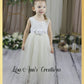 Bohemian flower girl dress ivory sleeveless white lace and full length tulle