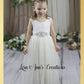 Flower girl dress Ivory tulle sleeveless white lace and full length 