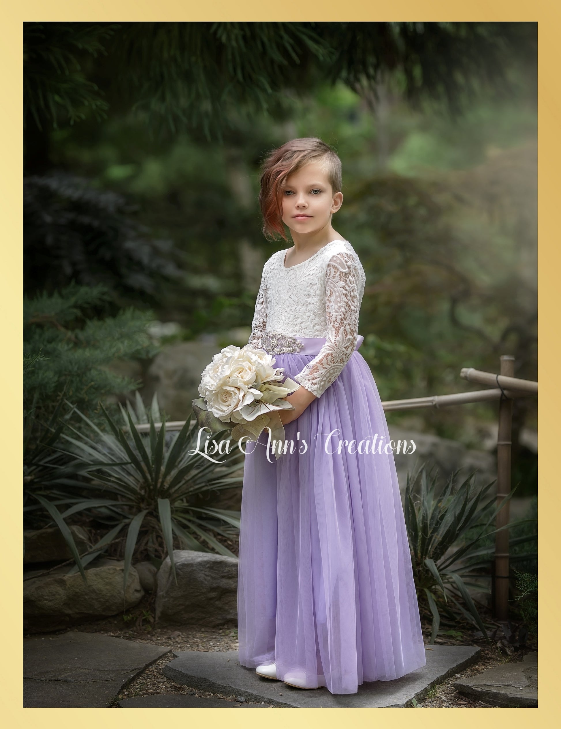 Lavender Flower Girl Dress long sleeve