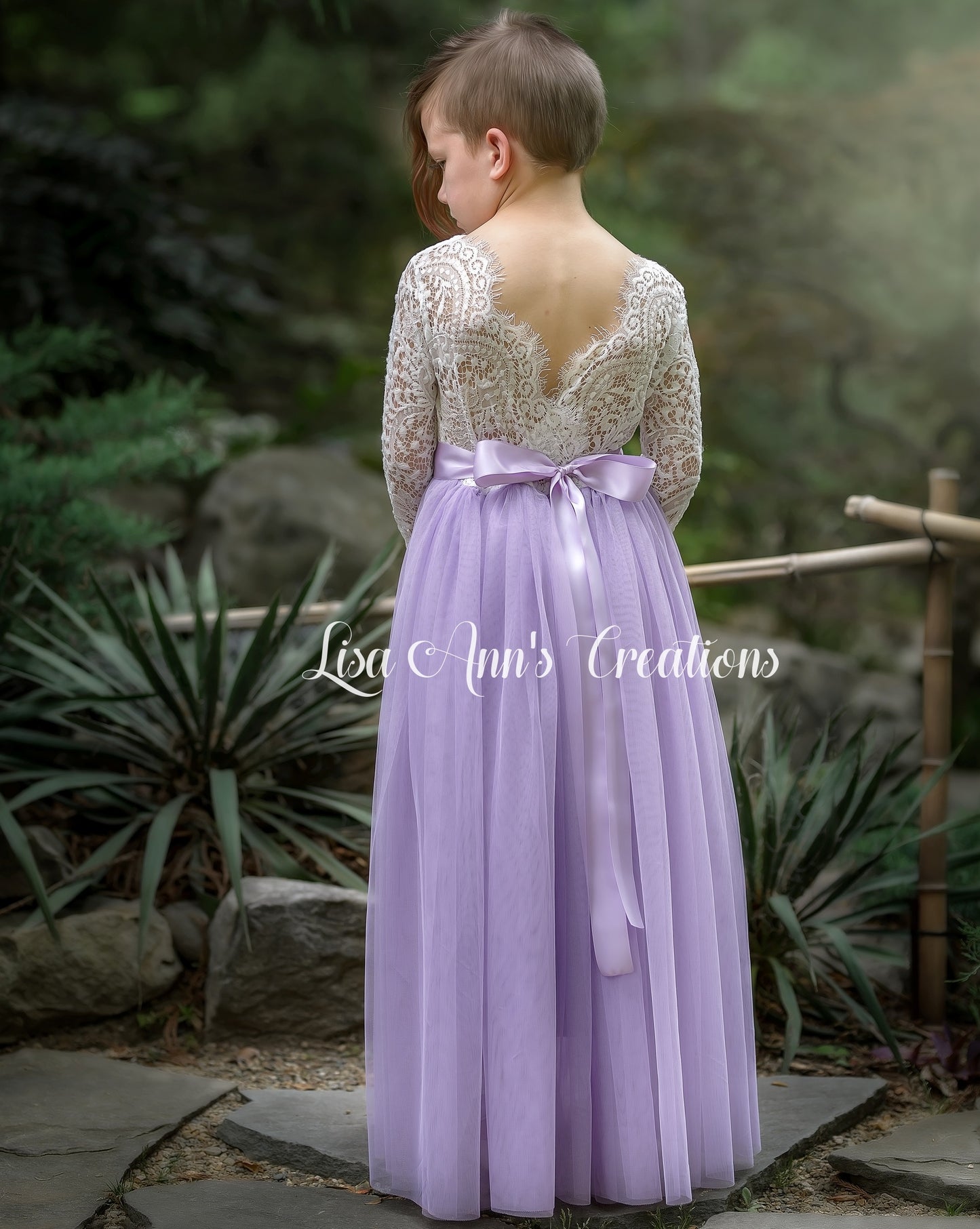 Long sleeve flower girl dress tulle