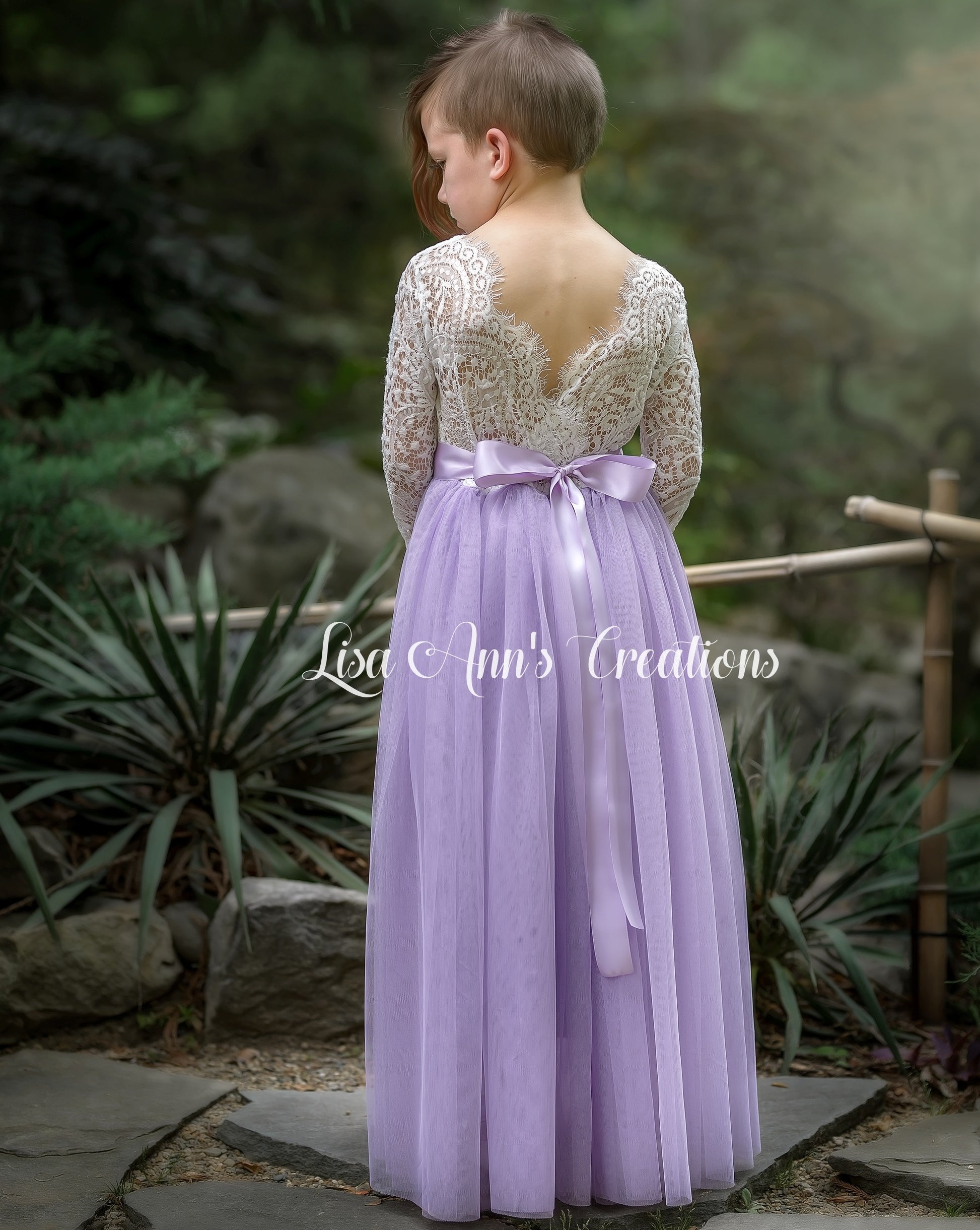 Long sleeve flower girl dress tulle