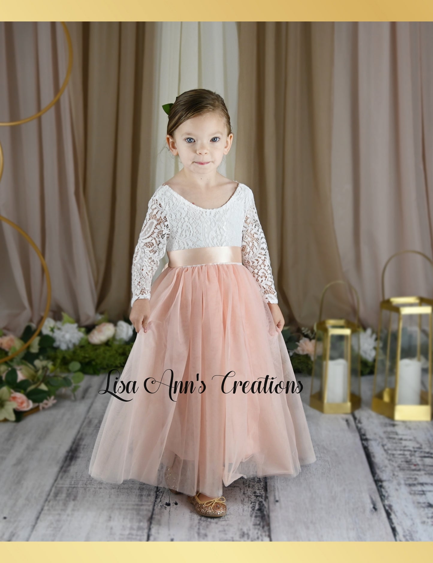 Tulle flower girl dress white lace