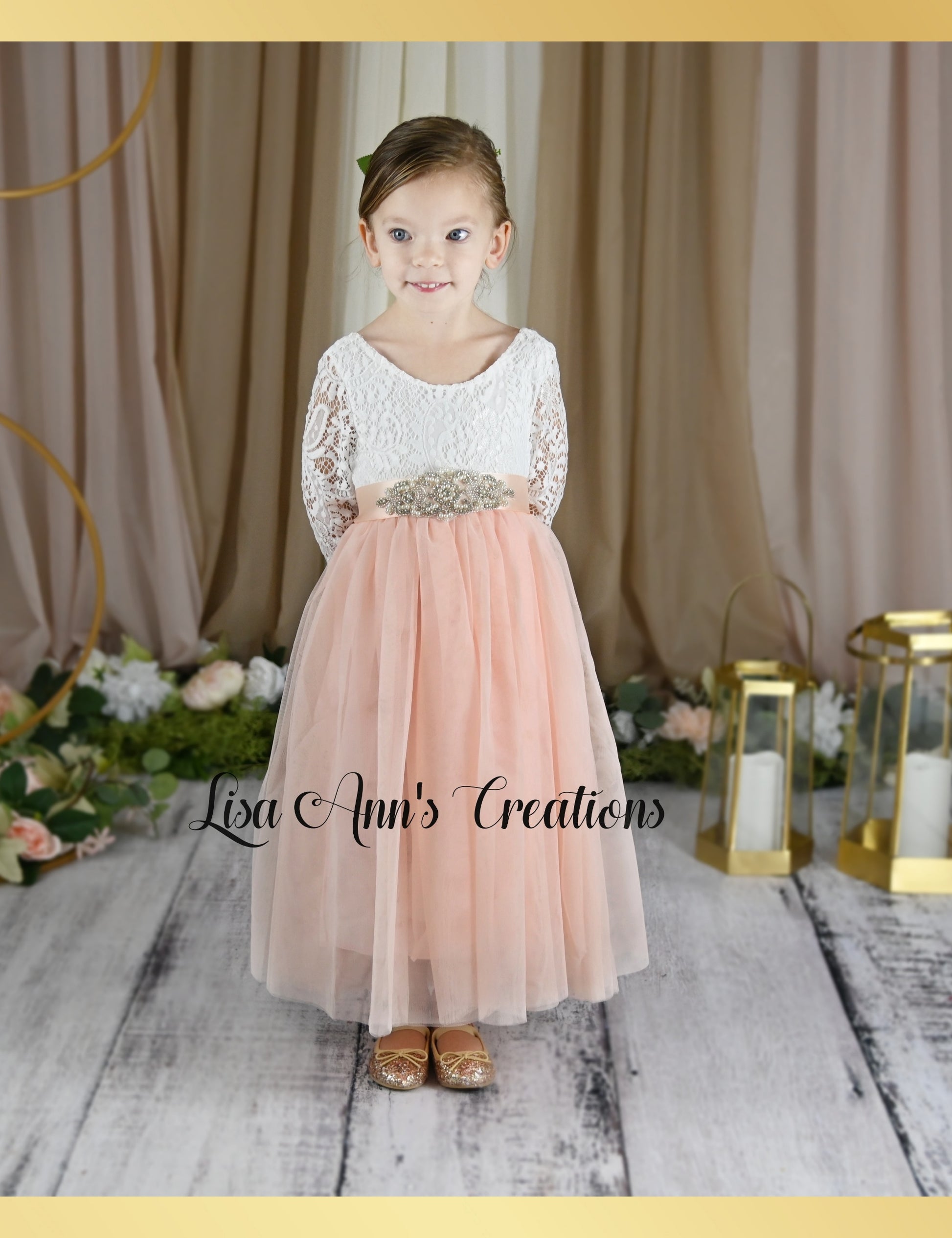 Flower girl dress with Rhinestone sash
