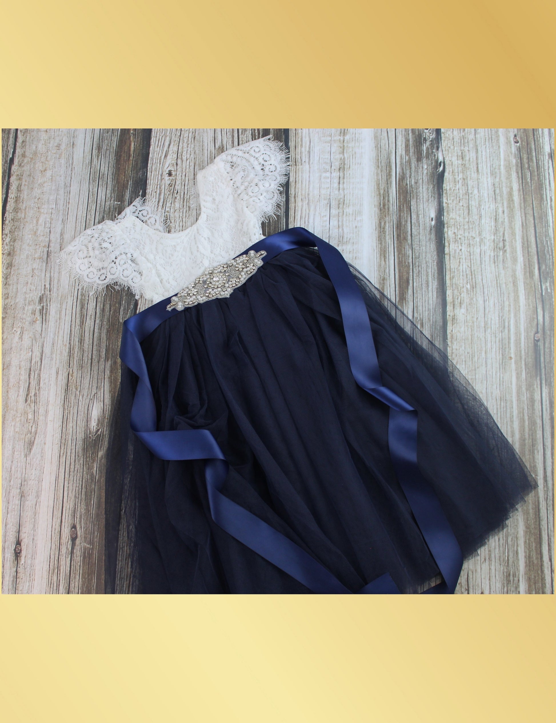 Flower Girl dresses navy tulle dress