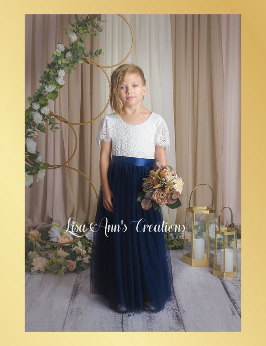 Navy flower girl dress