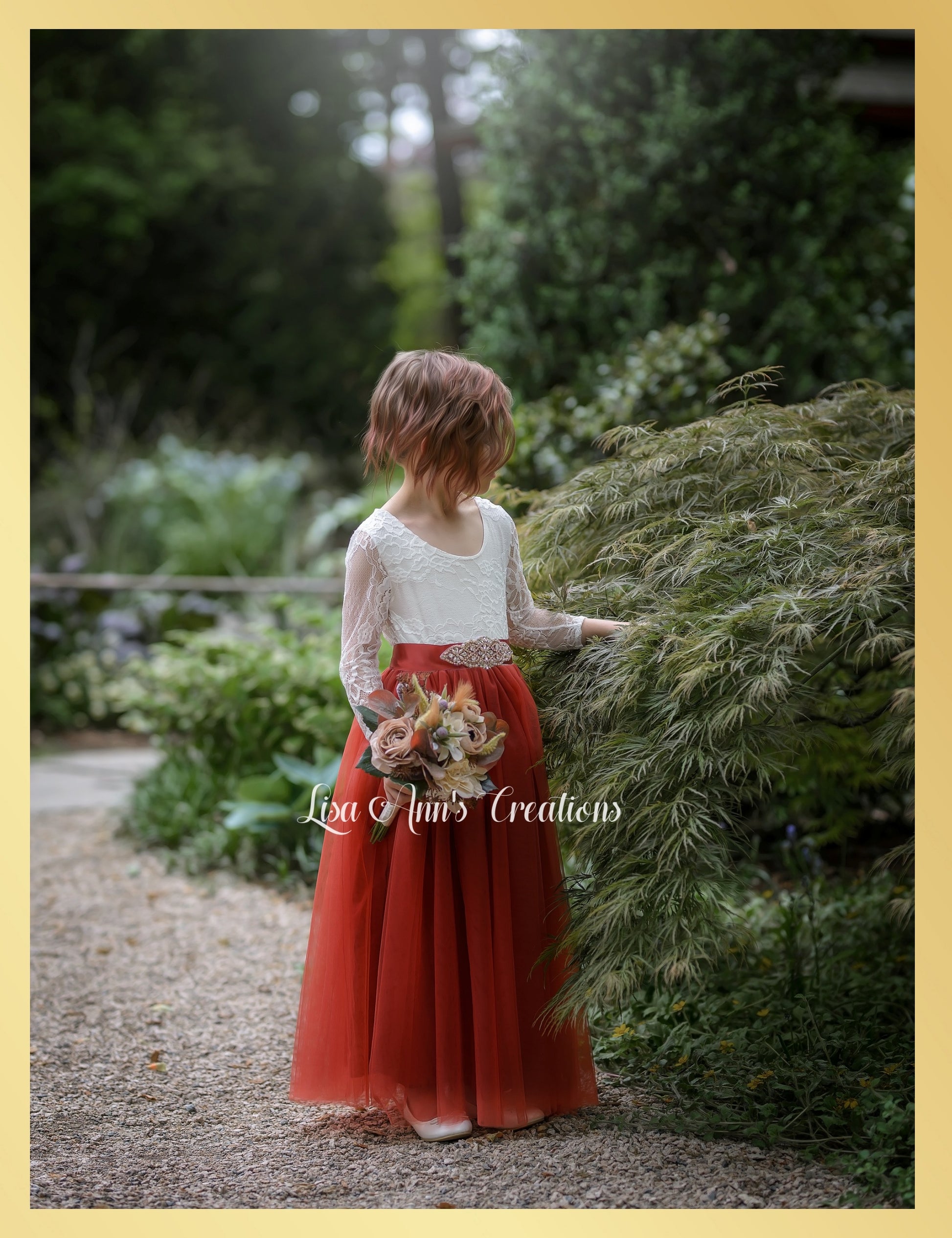Flower Girl Dress Rust tulle Junior Bridesmaid