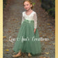 Flower girl dress sage tulle with white lace