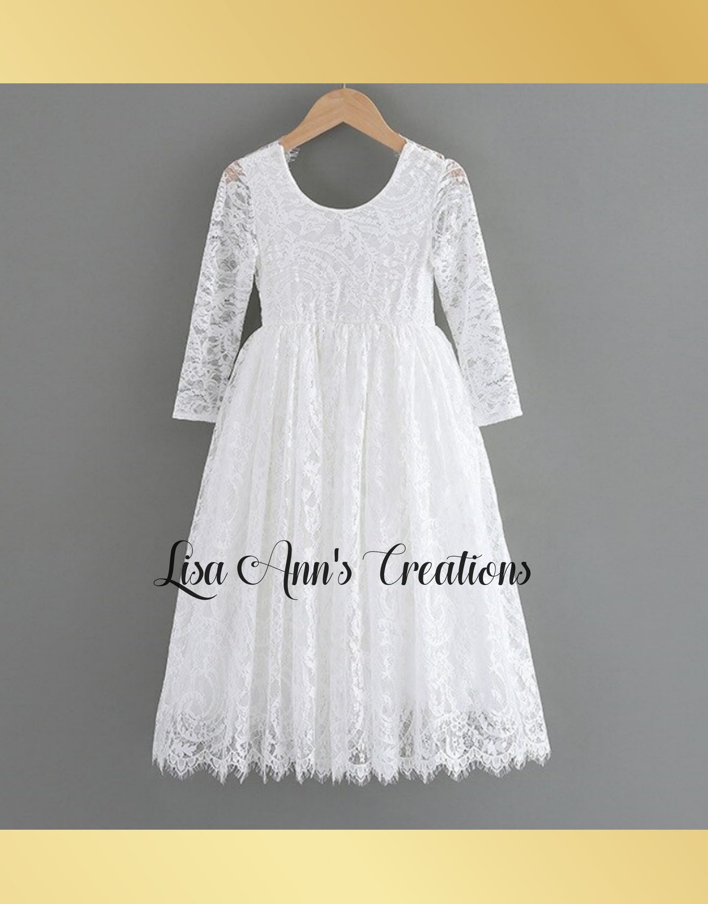 The Marigold - White Lace Dress - Long Sleeve