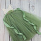 Junior bridesmaid dress in sage green with white sleeveless lace full length