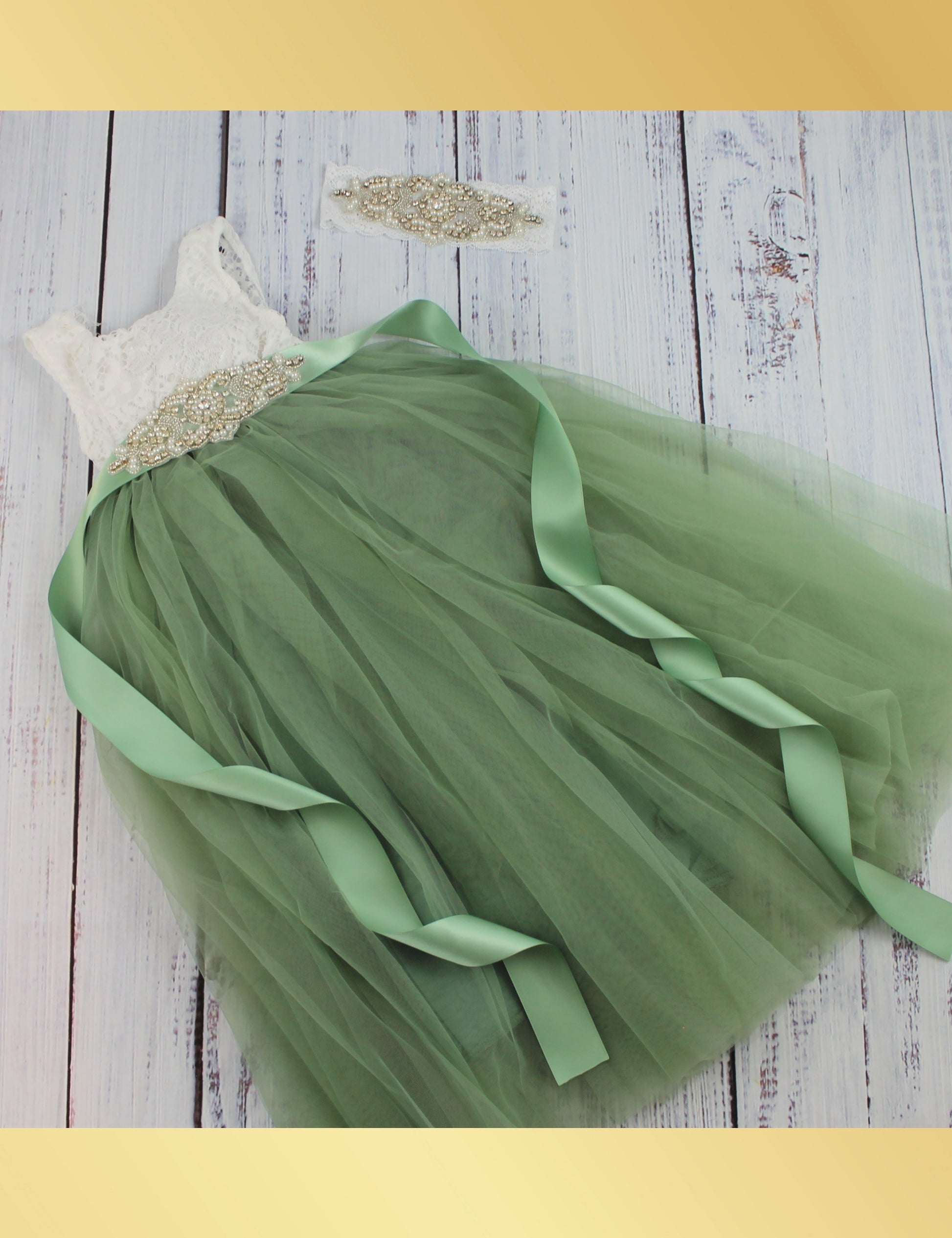 Sage Flower Girl Dress Sleeveless Full Length Tulle Dress Lisa Ann's Creations Sage Flower Girl Dress Sleeveless Full Length Tulle Dress Lisa Ann's Creations
